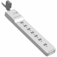 Belkin - Suppresseur/Protecteur de Surtension SurgeMaster - Blanc - Angle droit - 7 x alimentation CA - 1,88 kVA - 2160 J - 125 V CA Entrée - 125 V CA Sortie - 39 kA - Fax/Modem/Téléphone - 12 pi (3,66 m)