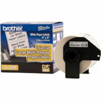 Brother DK1240 Large Multi-purpose Paper Labels - 2" (50.80 mm) Width x 4" (101.60 mm) Length - Direct Thermal - White - 600 Total Label(s) - Easy Peel - 600 / Roll