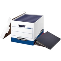 Bankers Box Binderbox(tm) - Binders - Internal Dimensions: 12.25" (311.15 mm) Width x 18.50" (469.90 mm) Depth x 12" (304.80 mm) Height - External Dimensions: 13.1" (333.50 mm) Width x 20.1" (511.30 mm) Depth x 12.4" (314.45 mm) Height - Media Size Supported: Legal, Letter - 8 x Binder - Lift-off