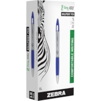 Zebra Z-grip Max Retractable Ballpoint Pens - 1 mm (0.04") Medium Pen Point - Retractable - Blue Ink - Gray Barrel - 1 Dozen