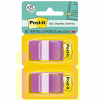 Post-it® Flags - 100 - 1" (25.40 mm) Flag/Note Width x 1 3/4" (44.45 mm) Flag/Note Length - Rectangle - Unruled - Purple - Removable, Self-adhesive - Dispenser Included - 100 / Pack