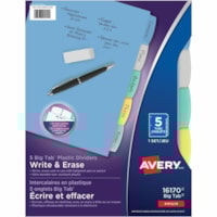 Avery® Big Tab(tm) Write & Erase Plastic Dividers, 5 tabs, 1 set - 5 x Divider(s) - 5 Write-on Tab(s) - 5 - 5 Tab(s)/Set - 8.50" (215.90 mm) Divider Width x 11" (279.40 mm) Divider Length - 3 Hole Punched - Multicolor Plastic Divider - Multicolor Plastic Tab(s) - 5 / Set