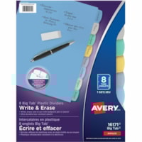 Avery® Big Tab(tm) Write & Erase Plastic Dividers, 8 tabs, 1 set - 8 x Divider(s) - Write-on Tab(s) - 8 - 8 Tab(s)/Set - 8.50" (215.90 mm) Divider Width x 11" (279.40 mm) Divider Length - 3 Hole Punched - Multicolor Plastic Divider - Multicolor Plastic Tab(s) - 8 / Set