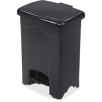 Safco Plastic Step-on 4-Gallon Receptacle - 15.14 L Capacity - 15" (381 mm) Height x 12" (304.80 mm) Width x 10" (254 mm) Depth - Plastic - Black - 1 Each