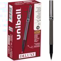 uniball(tm) - Stylo à bille roulante Deluxe - 0,5 mm (0,02 po) Micro Pointe de stylo - Ink Noir - Barrel Gris - 1 Emballage