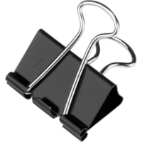 ACCO Medium Foldback Binder Clips - Medium - 1.25" (31.75 mm) Width - 0.6" Size Capacity - Reusable - Black - Plastic, Tempered Steel - 1 Dozen