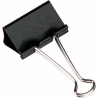 ACCO Large Foldback Binder Clips - Large - 2" (50.80 mm) Width - 1.1" (26.99 mm) Size Capacity - Reusable - Black - Plastic - 1 Dozen
