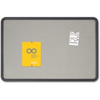 Quartet Contour Bulletin Board - 24" (609.60 mm) Board Height x 36" (914.40 mm) Board Width - Gray Fabric Surface - Durable, Self-healing - Black Frame - 1 Each