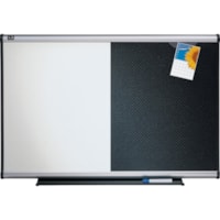 Tableau effaçable à sec Prestige Quartet - largeur de 36 po (914,40 mm) x hauteur de 24 po (609,60 mm) - Surface Noir Mousse - Frame Argenté Aluminium - Horizontal - 1 chaque