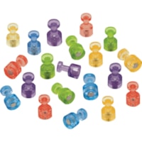 Quartet High Power Magnetic Push Pins - 1.50" (38.10 mm) Diameter - Magnetic - Red, Blue, Green, Yellow, Purple - Plastic - 20 / Pack
