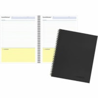 Mead QuickNotes Professional Planner Notebook - Action - 8 1/2" (215.90 mm) x 11" (279.40 mm) Sheet Size - Spiral Bound - Assorted - Linen - Perforated, Pocket, Notes Area - 1 Each