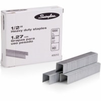 Swingline - Agrafes robustes de première qualité - 100 Par Bande - Résistantes - 1/2 po (12,70 mm) Patte - Détient 90 Feuilles - pour Papier - Arêtes acérées - Argenté - 1000 / boîte