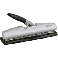 Swingline LightTouch High-Capacity Desktop Punch - 3 Punch Head(s) - 20 Sheet - 9/32" (7.14 mm) Punch Size - Metal - Black, Silver