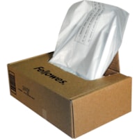 Fellowes Waste Bags for 425 and 485 Series Shredders - 38 gal (143845.65 mL) - 48" (1219.20 mm) Height x 44" (1117.60 mm) Width x 21" (533.40 mm) Depth - Plastic - Clear - 50 / Carton