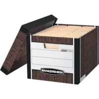 Bankers Box R-Kive File Storage Box - Internal Dimensions: 12" (304.80 mm) Width x 15" (381 mm) Depth x 10" (254 mm) Height - External Dimensions: 12.8" (323.85 mm) Width x 16.5" (419.10 mm) Depth x 10.4" (263.65 mm) Height - Media Size Supported: Letter, Legal - Lift-off Closure - Heavy Duty - Stac