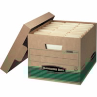 Bankers Box Recycled STOR/FILE File Storage Box - Internal Dimensions: 12" (304.80 mm) Width x 15" (381 mm) Depth x 10" (254 mm) Height - External Dimensions: 12.5" (317.50 mm) Width x 16.3" (412.75 mm) Depth x 10.3" (260.35 mm) Height - Media Size Supported: Letter, Legal - Lift-off Closure - Mediu