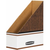 Bankers Box Oversized Magazine File Storage Box - Wood Grain, White - Cardboard - 12 / Carton