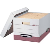 Bankers Box R-Kive File Storage Box - Internal Dimensions: 12" (304.80 mm) Width x 15" (381 mm) Depth x 10" (254 mm) Height - External Dimensions: 12.8" (323.85 mm) Width x 16.5" (419.10 mm) Depth x 10.4" (263.65 mm) Height - Media Size Supported: Letter, Legal - Lift-off Closure - Heavy Duty - Stac