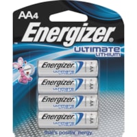 Energizer Ultimate Lithium AA Batteries - For Multipurpose - AA - 1.5 V DC - 4 / Pack
