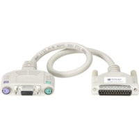Black Box ServSwitch KVM Cable - 1 ft (0.30 m) KVM Cable - First End: 1 x 25-pin DB-25 - Male - Second End: 1 x 15-pin HD-15 - Female, 2 x Mini-phone Audio - Female, 1 x 6-pin Mini-DIN (PS/2) - Female - Beige