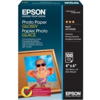 Epson - Papier photo brillant - 4 po (101,60 mm) x 6 po (152,40 mm) - 196 g/m² Grammage - Brillant - Blanc - 100 Feuille