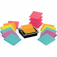 Post-it® Super Sticky Dispenser Notes and Dispenser - 1080 - 3" (76.20 mm) Flag/Note Width x 3" (76.20 mm) Flag/Note Length - Square - 90 Sheets per Pad - Unruled - Blue, Orange, Green, Pink - Paper - Self-adhesive - Dispenser Included - 12 / Pack