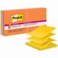 Post-it® Super Sticky Dispenser Notes - Energy Boost Color Collection - 540 - 3" (76.20 mm) Flag/Note Width x 3" (76.20 mm) Flag/Note Length - Square - 90 Sheets per Pad - Unruled - Vital Orange, Tropical Pink, Sunnyside - Paper - Self-adhesive, Repositionable - 6 / Pack