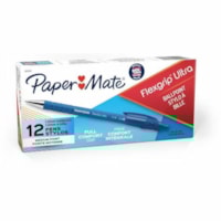 Paper Mate Flexgrip Ultra Retractable Pens - Medium Pen Point - Refillable - Retractable - Blue Ink - Rubber Barrel - 1 Dozen