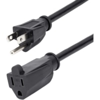 StarTech.com 1ft (0.3m) Short Extension Cord, NEMA5-15R to NEMA5-15P Black Extension Cord, 13A 125V, 16AWG, Computer Power Extension Cable - AC power extension cord 1ft/0.3m 16AWG power supply extension cable NEMA 5-15R to NEMA 5-15P connectors; 125V at 13A; UL listed; Fully molded connectors; 3 Con