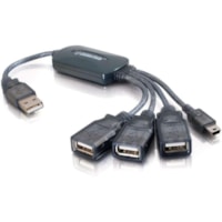 C2G 11in 4-Port USB Splitter - 3 USB A Ports and 1 USB Mini B Plug - USB 2.0 - Gray
