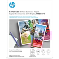 HP Trifold Brochure Paper - White - 97 Brightness - Letter - 8 1/2" (215.90 mm) x 11" (279.40 mm) - 40 lb (18143.69 g) Basis Weight - Smooth, Glossy - Double-sided - White - 150 / Pack
