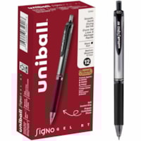 uniball(tm) Signo RT Gel Pen - 0.7 mm (0.03") Medium Pen Point - Refillable - Retractable - Black Ink - Gel-based - 1 Dozen