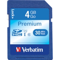 Verbatim - SDHC Premium 4 Go Classe 10/UHS-I (U1) - 1 - 30 Mo/s Lecture - À vie Garantie