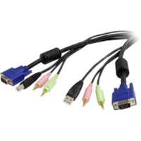 StarTech.com 4-in-1 USB VGA KVM Cable - Audio and Microphone - Keyboard / video / mouse / audio cable - 4 pin USB Type A, HD-15, mini-phone stereo 3.5 mm (M) - HD-15, mini-phone stereo 3.5 mm , 4 pin USB Type B (M) - 10 ft - 10ft