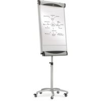 Chevalet pour tableau effaçable à sec Euro Quartet - largeur de 27 po (685,80 mm) x hauteur de 41 po (1041,40 mm) - Surface Blanc Porcelaine - Frame Argenté Aluminium - Magnétique - 1 chaque