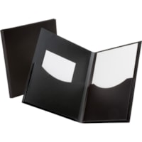 Oxford Double Stuff Letter Pocket Folder - 8 1/2" (215.90 mm) x 11" (279.40 mm) - 200 Sheet Capacity - 2 Pocket(s) - Polypropylene - Black - 1 Each