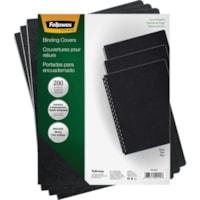 Fellowes Expressions Oversize Linen Presentation Covers - 11.3" (285.8 mm) Height x 8.8" (222.3 mm) Width x 0.1" (1.5 mm) Depth - For 8 3/4" (222.25 mm) x 11 1/4" (285.75 mm) Sheet - Black - Linen - 200 / Pack