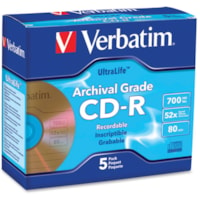 CD enregistrable 96319 - CD-R - 52x - 700 Mo - 5 Pack Boîtier (Jewel Case) Verbatim