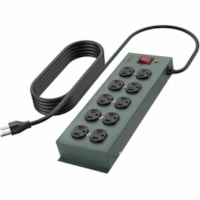 Belkin 10-Outlet Metal Surge Protector - 15ft Cord - Straight Plug - 885J - On-Off Switch - Green - Receptacles: 10 - 885J