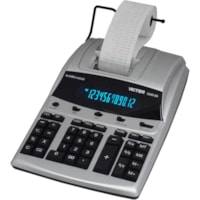 Calculatrice à imprimante Victor - Impression bicolore - Matricielle - 4,3 Lignes/sec - Grand écran, Mémoire indépendante - 12 Chiffres - Fluorescent - Alimentation CA / Adaptateur d'alimentation Alimenté - hauteur de 3,3 po (82,55 mm) x largeur de 9 po (228,60 mm) x