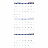 Calendrier Brownline - Mensuel - 1 Année - Décembre 2020 - Janvier 2022 - 3 Mois Disposition page unique - format 12 1/4 po (311,15 mm) x 27 po (685,80 mm) - Blanc - 1 chaque