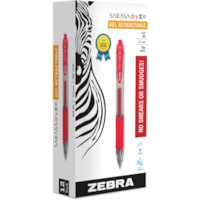 Stylo gel Sarasa Zebra - 0,5 mm (0,02 po) Fin Pointe de stylo - Rétractable - Ink Rouge - A base de gel - Barrel Transparent, Rouge - 1 Emballage