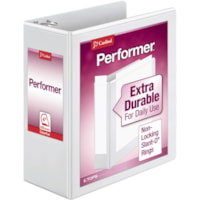 Cardinal Performer ClearVue Slant-D Ring Binder - 4" Binder Capacity - Letter - 8 1/2" x 11" Sheet Size - 835 Sheet Capacity - 3 3/5" Spine Width - Fastener(s): 3 x D-Ring - Pocket(s): 2, Inside Front & Back - Vinyl - White - 2.14 lb (970.69 g) - Hinged, Sheet Lifter, Clear Overlay, Locking Ring, No