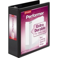 Cardinal® Performer ClearVue Slant-D Ring Binder - 3" (76.20 mm) Binder Capacity - Letter - 8 1/2" (215.90 mm) x 11" (279.40 mm) Sheet Size - 725 Sheet Capacity - 2 29/32" (73.66 mm) Spine Width - Fastener(s): 3 x D-Ring - Pocket(s): 2, Inside Front & Back - Vinyl - Black - 1.78 lb (807.39 g) - 