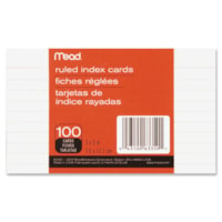 MeadWestvaco Ruled Index Card - Printed - 3" x 5" - 100 / Pack - White Divider