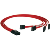 Tripp Lite by Eaton Internal SAS to SATA Cable Adapter - 3 ft (0.91 m) Data Transfer Cable - First End: 1 x SFF-8087 Mini-SAS - Second End: 4 x 7-pin SATA - Female - Red