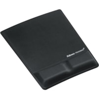 Fellowes Mouse Pad / Wrist Support with Microban® Protection - 0.88" (22.35 mm) x 8.25" (209.55 mm) x 9.88" (250.95 mm) Dimension - Black - Memory Foam - 1