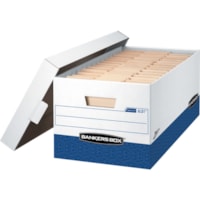 Bankers Box Presto File Storage Box - Internal Dimensions: 12" (304.80 mm) Width x 24" (609.60 mm) Depth x 10" (254 mm) Height - External Dimensions: 13" (330.20 mm) Width x 25.4" (644.65 mm) Depth x 10.5" (266.70 mm) Height - 750 lb (340194.28 g) - Media Size Supported: Letter - Lift-off Closure - 