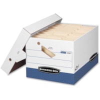 Bankers Box Presto File Storage Box - Internal Dimensions: 12" (304.80 mm) Width x 15" (381 mm) Depth x 10" (254 mm) Height - External Dimensions: 12.9" (327.15 mm) Width x 16.5" (419.10 mm) Depth x 10.4" (263.65 mm) Height - 850 lb (385553.51 g) - Media Size Supported: Legal, Letter - Lift-off, Zip