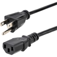 StarTech.com 3ft (1m) Computer Power Cord, NEMA 5-15P to C13, 10A 125V, 18AWG, Black Replacement AC PC Power Cord, TV/Monitor Power Cable - 3ft (1m) 18AWG flexible computer power cable w/ NEMA 5-15P and IEC 60320 C13 connectors; Rated for 125V 10A; UL listed (UL62/UL817); Fully molded ends; 100% Cop